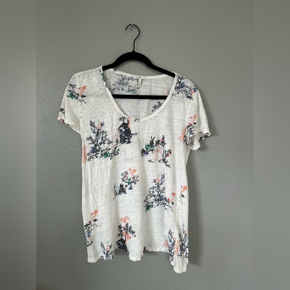Joie Women’s Patterned Scoop Neck Short Sleeve Top Tee. Size: Medium. - Picture 3 of 13